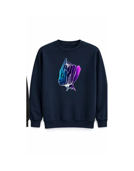 Mezatçı Dayı Ağaç Karakteri Baskılı Uzun Kollu Sweatshirt