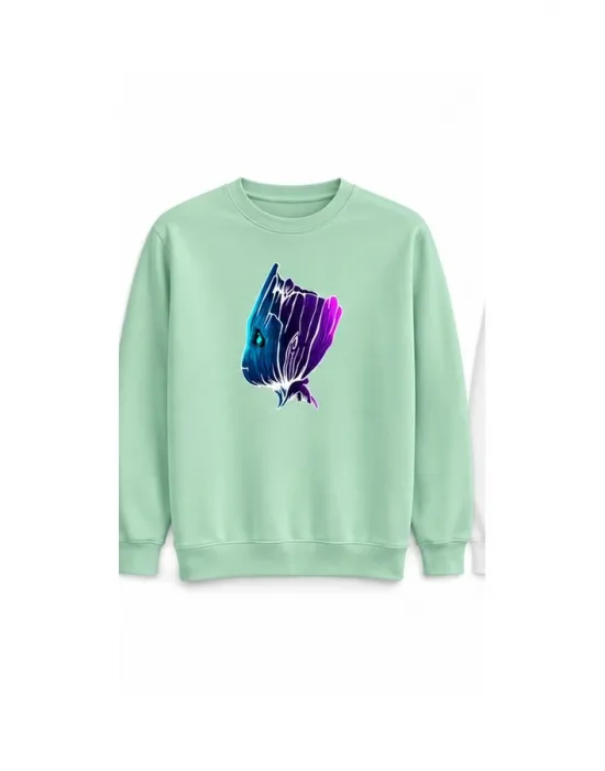 Mezatçı Dayı Ağaç Karakteri Baskılı Uzun Kollu Sweatshirt