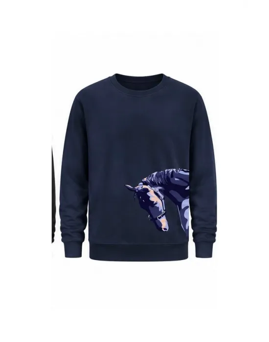 Mezatçı Dayı At Başı Baskılı Uzun Kollu Sweatshirt