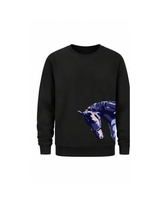 Mezatçı Dayı At Başı Baskılı Uzun Kollu Sweatshirt