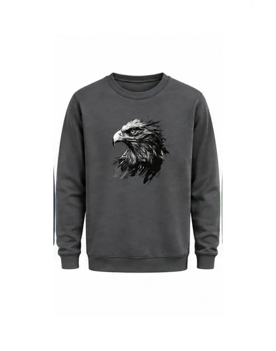 Mezatçı Dayı Kartal Baskılı Uzun Kollu Sweatshirt