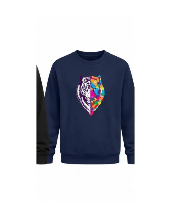 Mezatçı Dayı Kaplan Baskılı Uzun Kollu Sweatshirt