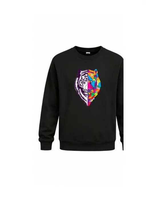 Mezatçı Dayı Kaplan Baskılı Uzun Kollu Sweatshirt