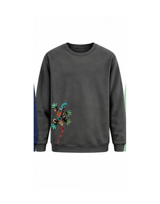 Mezatçı Dayı Kertenkele Baskılı Uzun Kollu Sweatshirt