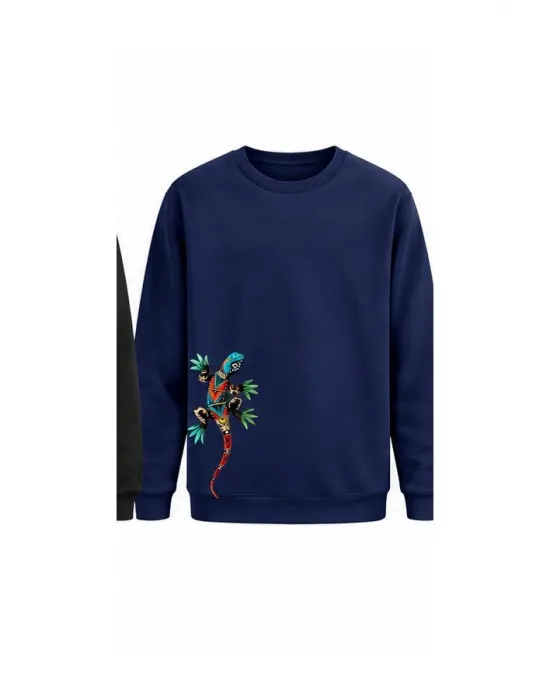 Mezatçı Dayı Kertenkele Baskılı Uzun Kollu Sweatshirt