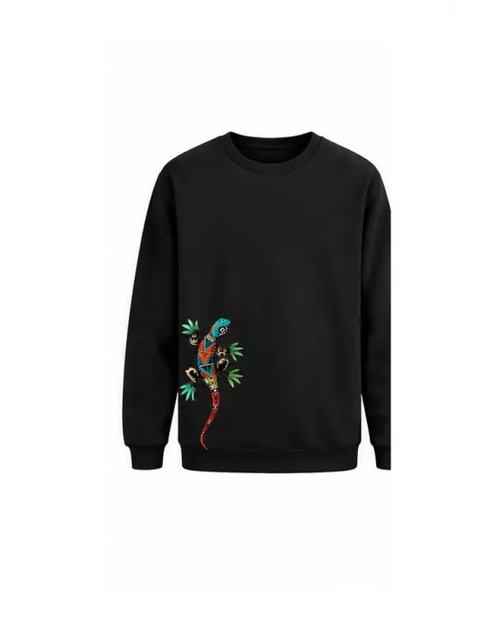 Mezatçı Dayı Kertenkele Baskılı Uzun Kollu Sweatshirt