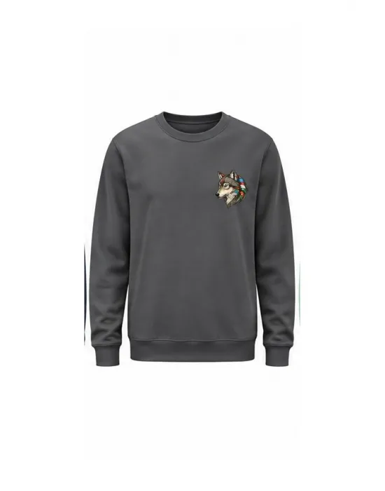 Mezatçı Dayı Kurt V4 Küçük Baskı Baskılı Uzun Kollu Sweatshirt