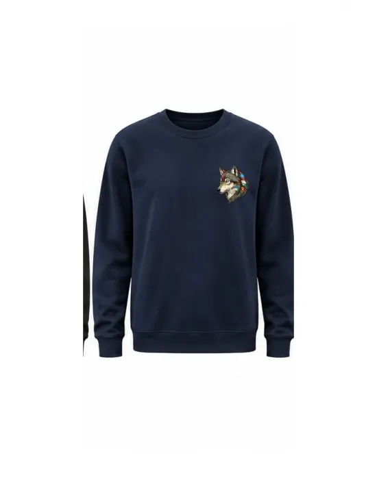 Mezatçı Dayı Kurt V4 Küçük Baskı Baskılı Uzun Kollu Sweatshirt
