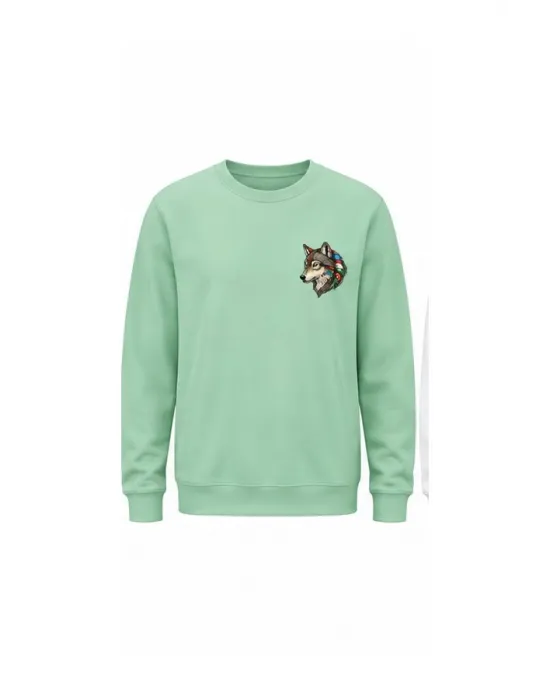 Mezatçı Dayı Kurt V4 Küçük Baskı Baskılı Uzun Kollu Sweatshirt