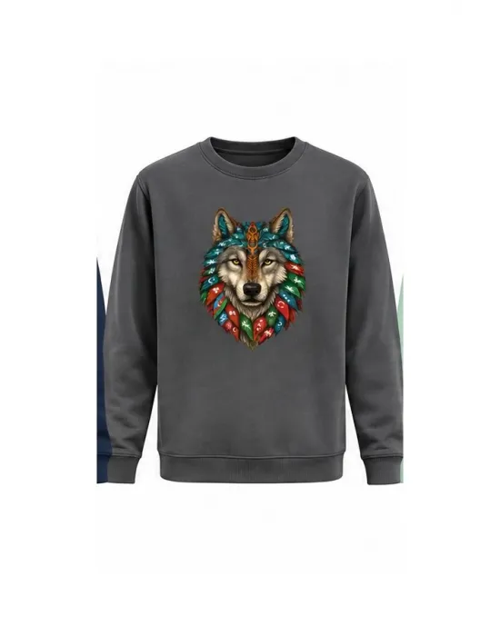 Mezatçı Dayı Kurt V6 Baskılı Uzun Kollu Sweatshirt