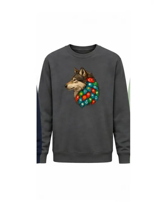 Mezatçı Dayı Kurt V5 Baskılı Uzun Kollu Sweatshirt
