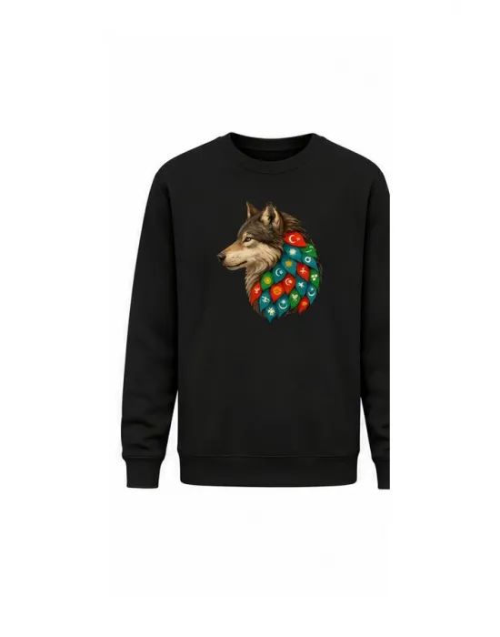 Mezatçı Dayı Kurt V5 Baskılı Uzun Kollu Sweatshirt