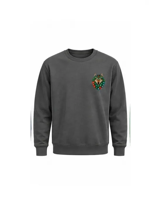 Mezatçı Dayı Kurt V3 Küçük Baskı Baskılı Uzun Kollu Sweatshirt