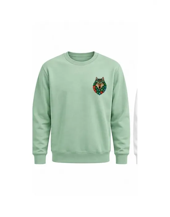 Mezatçı Dayı Kurt V3 Küçük Baskı Baskılı Uzun Kollu Sweatshirt