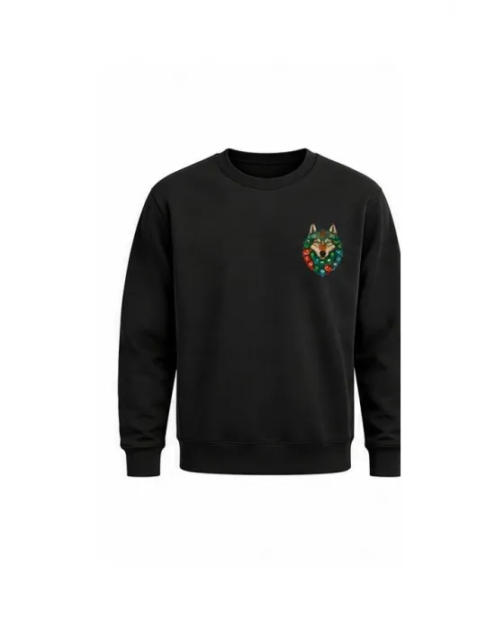 Mezatçı Dayı Kurt V3 Küçük Baskı Baskılı Uzun Kollu Sweatshirt