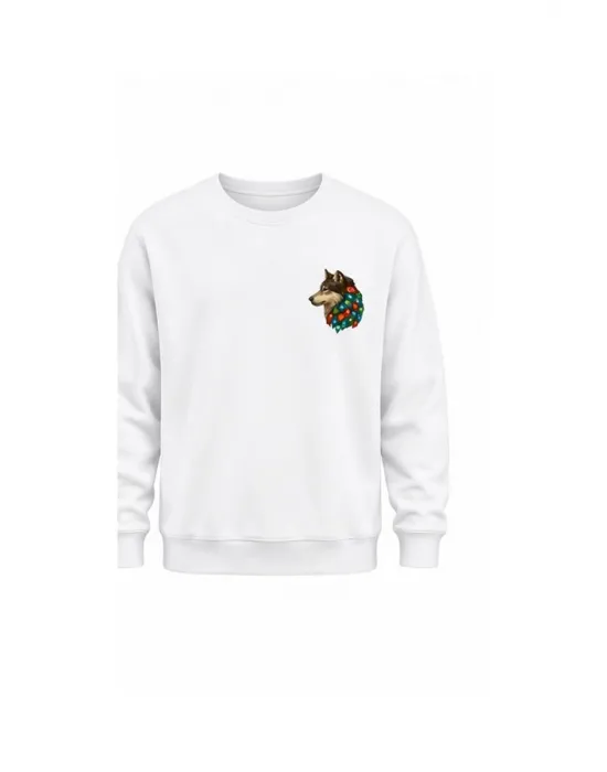 Mezatçı Dayı Kurt V5 Küçük Baskı Baskılı Uzun Kollu Sweatshirt