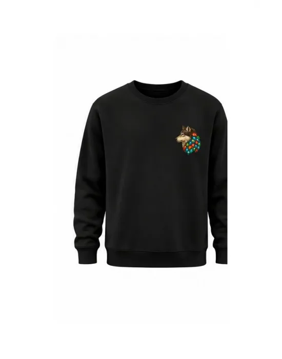 Mezatçı Dayı Kurt V5 Küçük Baskı Baskılı Uzun Kollu Sweatshirt
