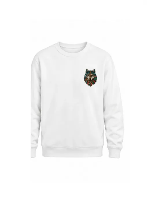 Mezatçı Dayı Kurt V6 Küçük Baskı Baskılı Uzun Kollu Sweatshirt