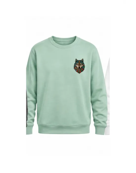 Mezatçı Dayı Kurt V6 Küçük Baskı Baskılı Uzun Kollu Sweatshirt