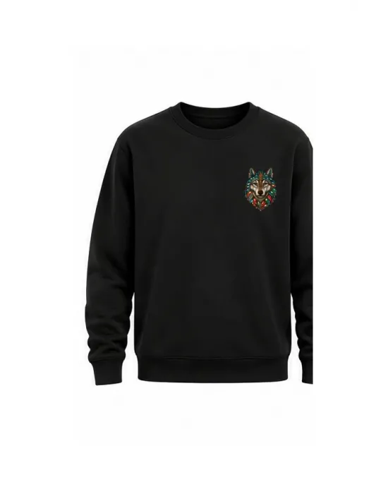 Mezatçı Dayı Kurt V6 Küçük Baskı Baskılı Uzun Kollu Sweatshirt
