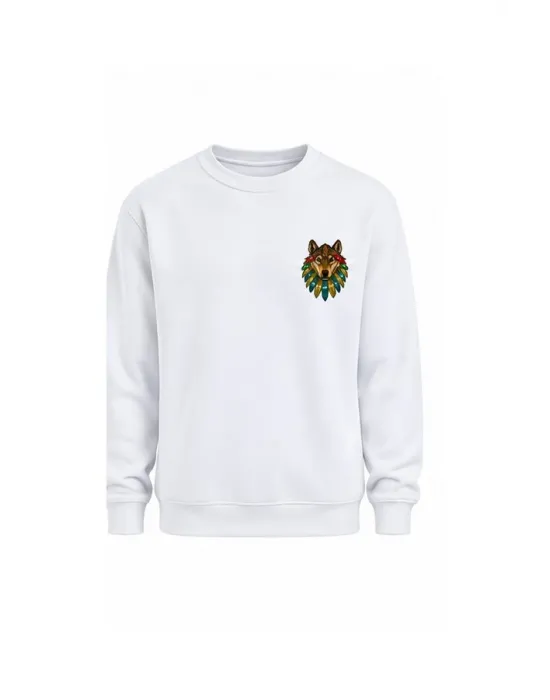 Mezatçı Dayı Kurt V7 Küçük Baskı Baskılı Uzun Kollu Sweatshirt
