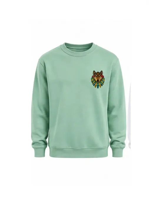 Mezatçı Dayı Kurt V7 Küçük Baskı Baskılı Uzun Kollu Sweatshirt