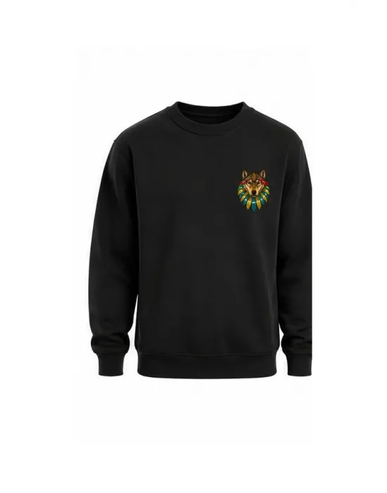Mezatçı Dayı Kurt V7 Küçük Baskı Baskılı Uzun Kollu Sweatshirt