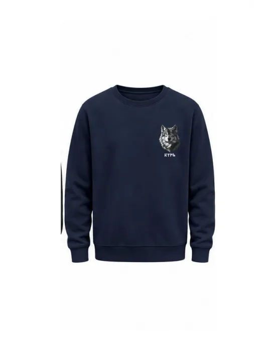 Mezatçı Dayı Kurt V8 Minimal Baskılı Uzun Kollu Sweatshirt