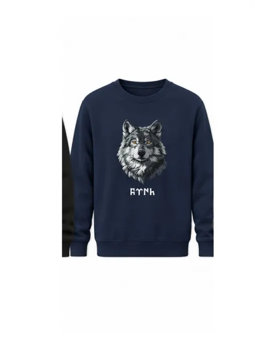 Mezatçı Dayı Kurt V8 Baskılı Uzun Kollu Sweatshirt