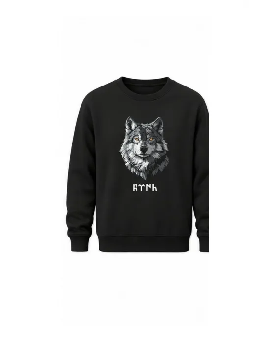Mezatçı Dayı Kurt V8 Baskılı Uzun Kollu Sweatshirt