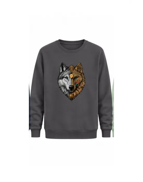 Mezatçı Dayı Kurt V7 Baskılı Uzun Kollu Sweatshirt