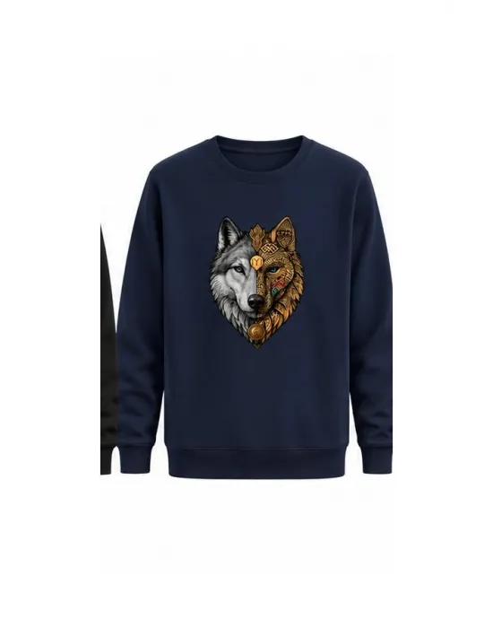 Mezatçı Dayı Kurt V7 Baskılı Uzun Kollu Sweatshirt