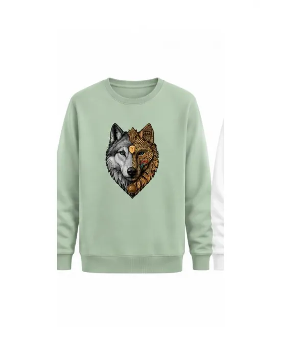 Mezatçı Dayı Kurt V7 Baskılı Uzun Kollu Sweatshirt