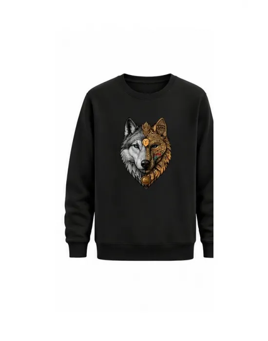 Mezatçı Dayı Kurt V7 Baskılı Uzun Kollu Sweatshirt