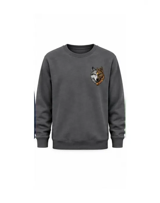 Mezatçı Dayı Kurt V7 Siyah Baskılı Uzun Kollu Sweatshirt