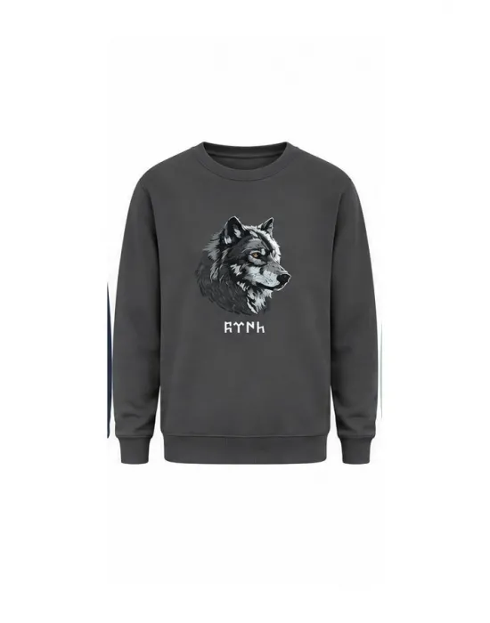 Mezatçı Dayı Kurt V7 Minimal Baskılı Uzun Kollu Sweatshirt