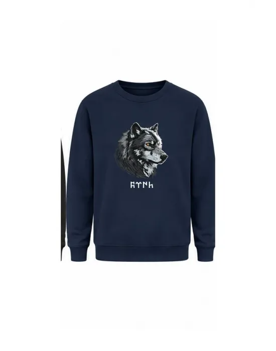 Mezatçı Dayı Kurt V7 Minimal Baskılı Uzun Kollu Sweatshirt