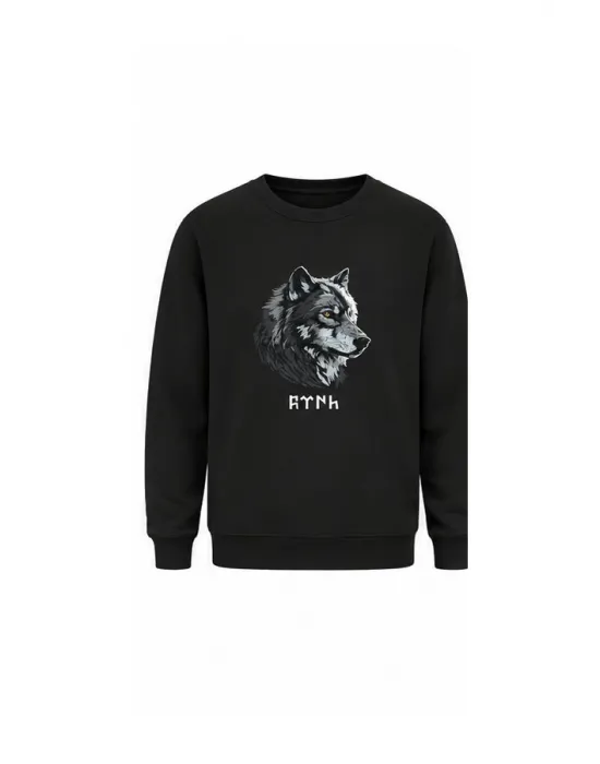 Mezatçı Dayı Kurt V7 Minimal Baskılı Uzun Kollu Sweatshirt