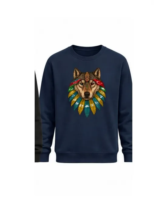 Mezatçı Dayı Kurt V9 Baskılı Uzun Kollu Sweatshirt