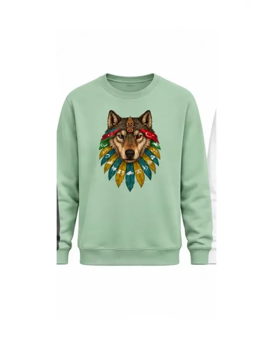 Mezatçı Dayı Kurt V9 Baskılı Uzun Kollu Sweatshirt