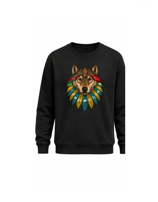Mezatçı Dayı Kurt V9 Baskılı Uzun Kollu Sweatshirt