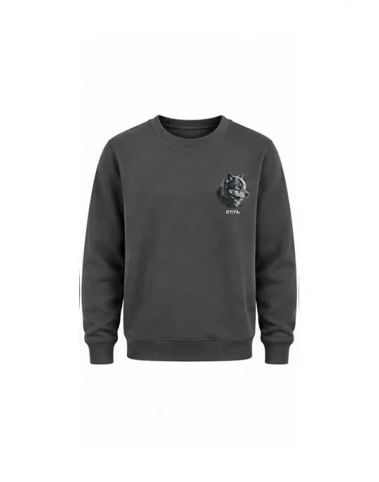 Mezatçı Dayı Kurt V9 Minimalist Baskılı Uzun Kollu Sweatshirt