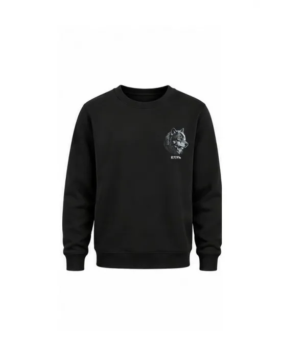 Mezatçı Dayı Kurt V9 Minimalist Baskılı Uzun Kollu Sweatshirt