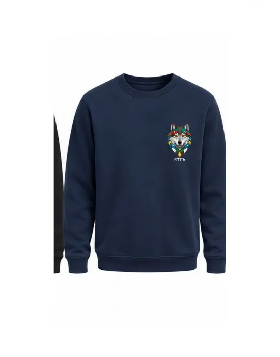 Mezatçı Dayı Kurt V10 Minimal Baskılı Uzun Kollu Sweatshirt