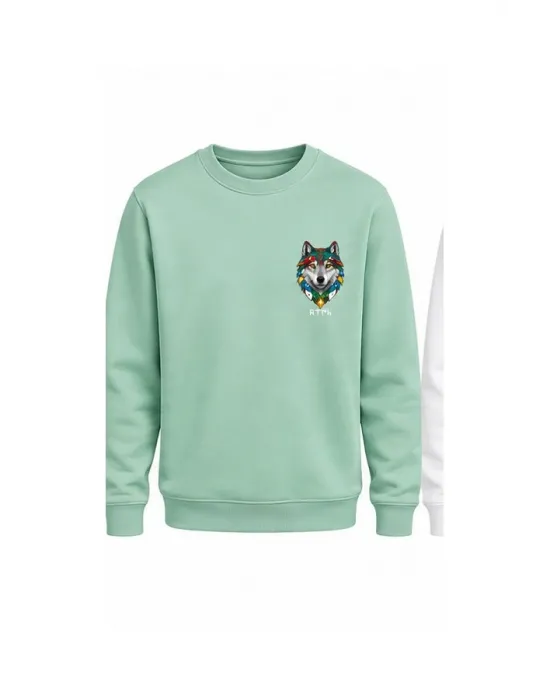 Mezatçı Dayı Kurt V10 Minimal Baskılı Uzun Kollu Sweatshirt