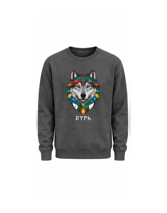 Mezatçı Dayı Kurt V10 Baskılı Uzun Kollu Sweatshirt
