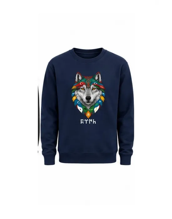 Mezatçı Dayı Kurt V10 Baskılı Uzun Kollu Sweatshirt