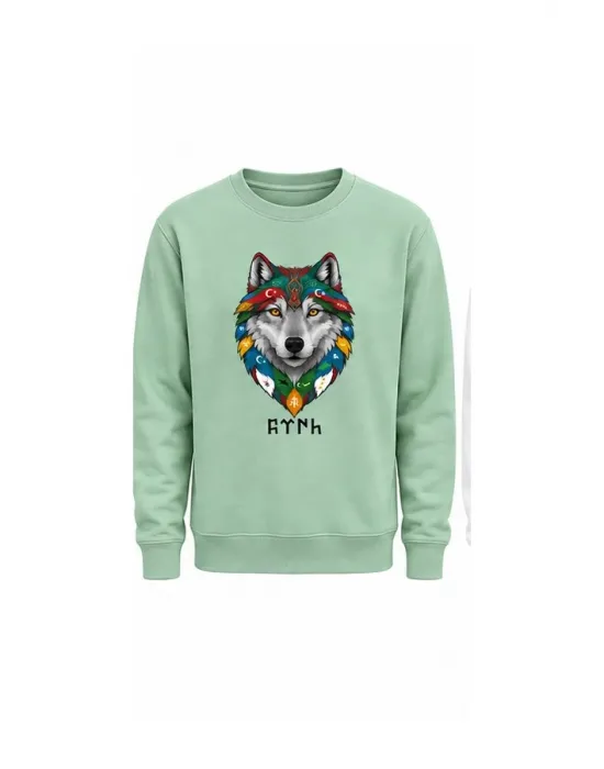 Mezatçı Dayı Kurt V10 Baskılı Uzun Kollu Sweatshirt