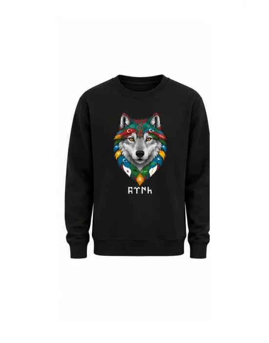 Mezatçı Dayı Kurt V10 Baskılı Uzun Kollu Sweatshirt