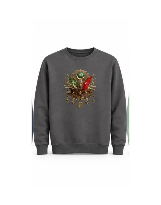 Mezatçı Dayı Osmanlı Tuğrası Baskılı Uzun Kollu Sweatshirt